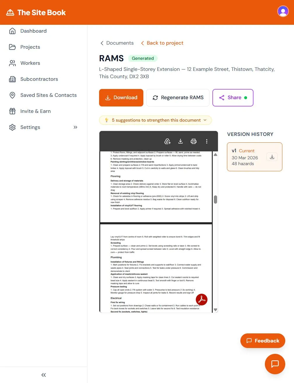 RAMS method statements showing step-by-step safe working procedures for flooring, plumbing, and electrical work RAMS method statements showing step-by-step safe working procedures for flooring, plumbing, and electrical work